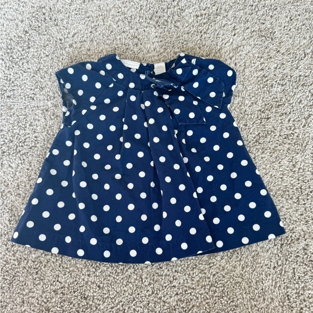 First Impressions Baby Girl Navy Blue Polka Dot Dress Tunic- Size 18 Months
